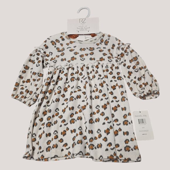 Rachel Zoe Baby Girls Leopard Print Dress 18M  W/ Matching Tights & Headband - Picture 1 of 8
